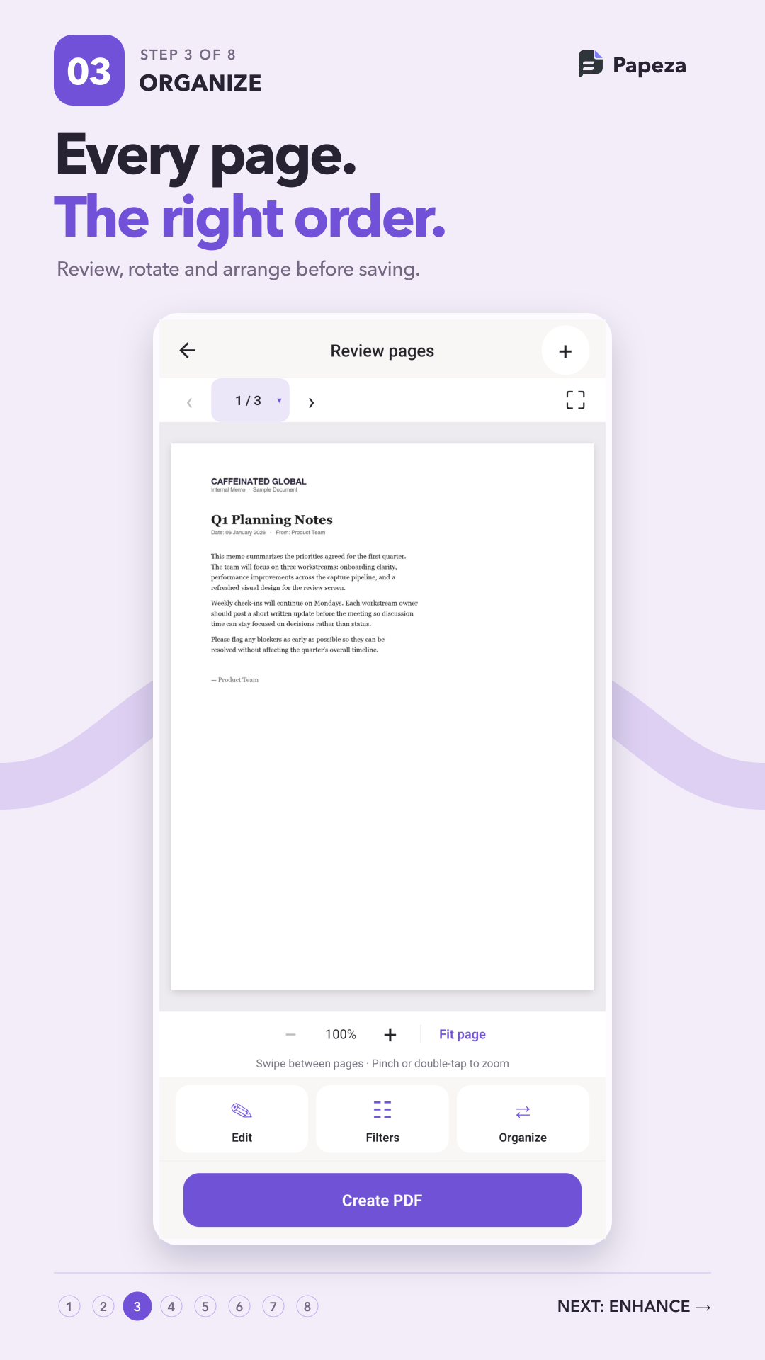 Papeza Step 3 - Organize and Review